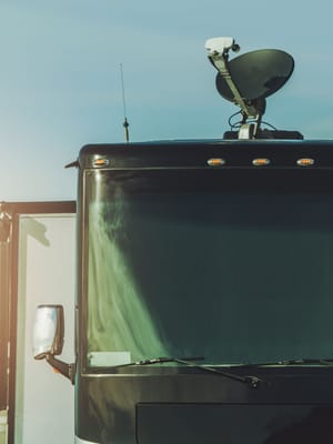best RV internet for remote work and a satellite dish on a motorhome